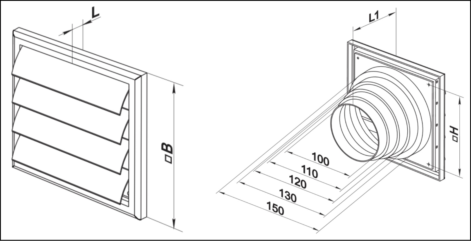 Габаритные размеры вытяжной решетки ВЕНТС МВ 120 ВНЖ